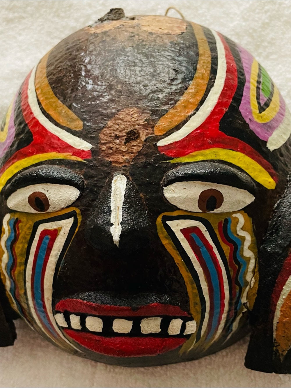 Vintage, indigenous shell mask-ceremonial masks-spiritual rituals-S.America